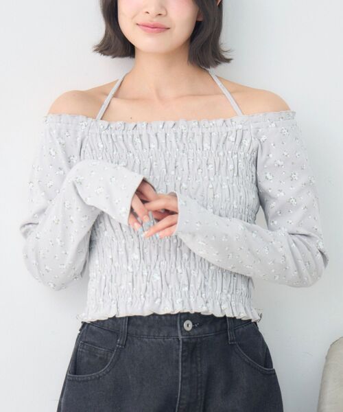 ems excite（エムズエキサイト）の「シャーリングインナーCT（Tシャツ/カットソー・レディース・ブルー系その他/ホワイト系その他/ブラック系その他4/オフホワイト・FREE）」の4枚目の写真