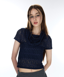 L12 COWL LACE T-SHIRT(NAVY)