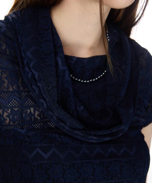 LARTIGENT（ラーティゼン）の「L12 COWL LACE T-SHIRT(NAVY)（Tシャツ/カットソー・レディース・その他・FREE）」の4枚目の写真