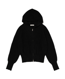 ROIDESROIS（ロワデロワ）の「ツーウェイリブカーディガンフードジップアップニット（ブラック）（カーディガン/ボレロ）」