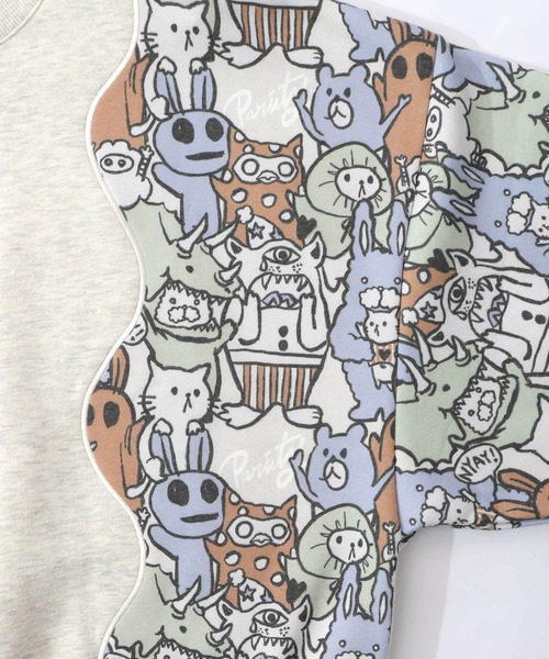 ScoLar Parity(スカラーパリティ)の「353145:Parityキャラ総柄 裏起毛波模様切替プルオーバー(Tシャツ/カットソー・レディース・ブラック/オートミール/ブルー・M)」の17枚目の写真