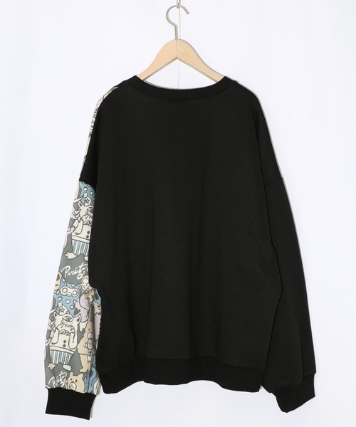 ScoLar Parity(スカラーパリティ)の「353145:Parityキャラ総柄 裏起毛波模様切替プルオーバー(Tシャツ/カットソー・レディース・ブラック/オートミール/ブルー・M)」の19枚目の写真
