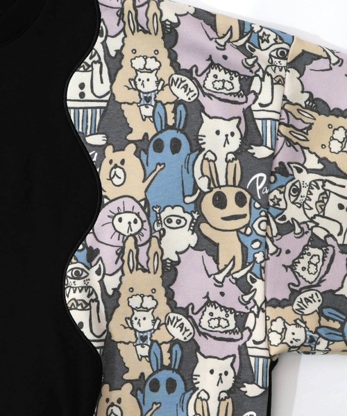 ScoLar Parity(スカラーパリティ)の「353145:Parityキャラ総柄 裏起毛波模様切替プルオーバー(Tシャツ/カットソー・レディース・ブラック/オートミール/ブルー・M)」の20枚目の写真