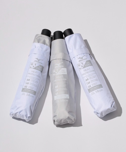 MIZUNO（ミズノ　）の「【WEB限定】遮光100％ 高遮熱 晴雨兼用 折りたたみ日傘 自動開閉 ヒートブロック（折りたたみ傘・レディース・ホワイト/ライトグレー/グレー・FREE）」の3枚目の写真