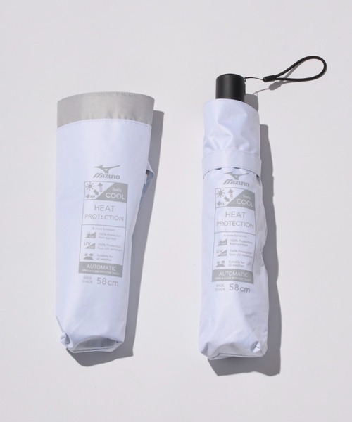 MIZUNO（ミズノ　）の「【WEB限定】遮光100％ 高遮熱 晴雨兼用 折りたたみ日傘 自動開閉 ヒートブロック（折りたたみ傘・レディース・ホワイト/ライトグレー/グレー・FREE）」の7枚目の写真
