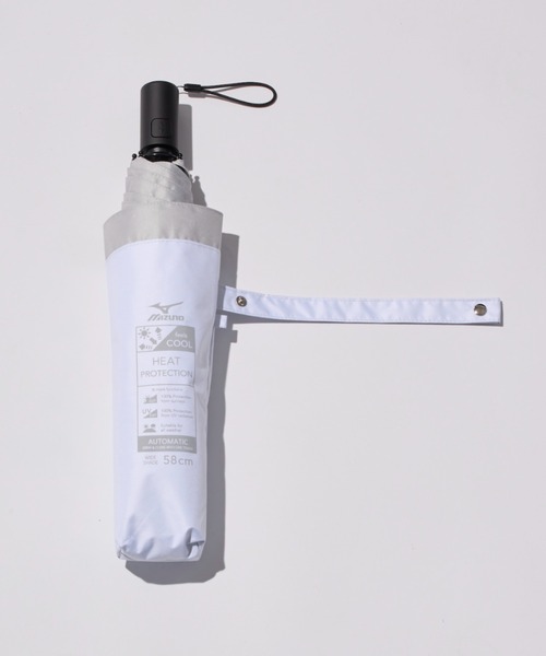 MIZUNO（ミズノ　）の「【WEB限定】遮光100％ 高遮熱 晴雨兼用 折りたたみ日傘 自動開閉 ヒートブロック（折りたたみ傘・レディース・ホワイト/ライトグレー/グレー・FREE）」の8枚目の写真