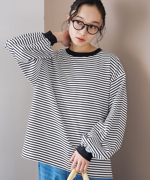 coen(コーエン)の「【リニューアル】USAコットン ボリュームスリーブロンT(Tシャツ/カットソー・レディース・オフホワイト/その他1/その他2/ブラック・M/L)」の3枚目の写真
