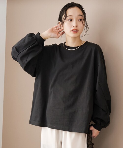 coen(コーエン)の「【リニューアル】USAコットン ボリュームスリーブロンT(Tシャツ/カットソー・レディース・オフホワイト/その他1/その他2/ブラック・M/L)」の13枚目の写真