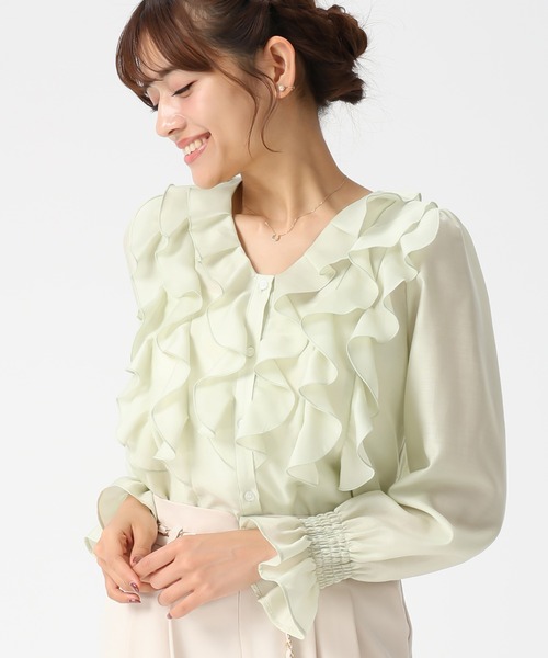 MISCH MASCH（ミッシュマッシュ）の「2026春夏新作 フリルレイヤードブラウス（シャツ/ブラウス・レディース・ホワイト/グリーン/イエロー・ﾌﾘ-）」の3枚目の写真