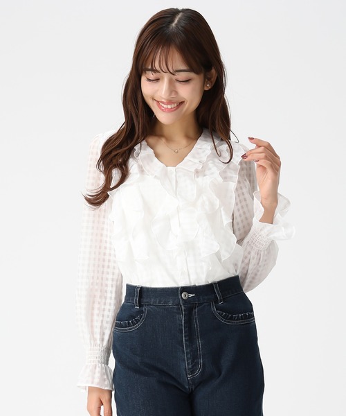 MISCH MASCH（ミッシュマッシュ）の「2026春夏新作 フリルレイヤードブラウス（シャツ/ブラウス・レディース・ホワイト/グリーン/イエロー・ﾌﾘ-）」の5枚目の写真