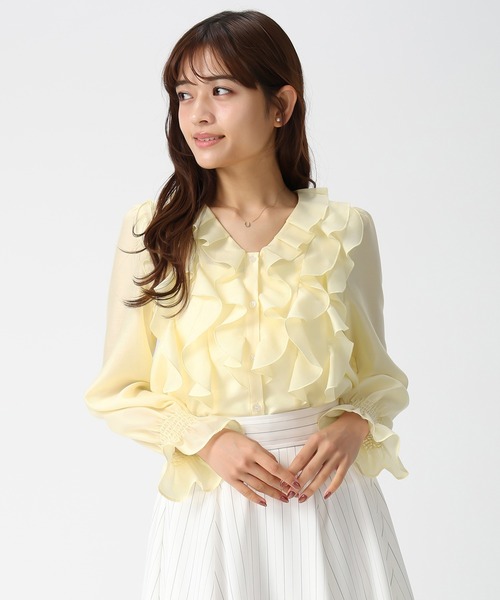 MISCH MASCH（ミッシュマッシュ）の「2026春夏新作 フリルレイヤードブラウス（シャツ/ブラウス・レディース・ホワイト/グリーン/イエロー・ﾌﾘ-）」の6枚目の写真