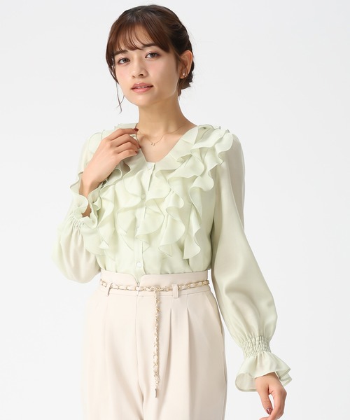 MISCH MASCH（ミッシュマッシュ）の「2026春夏新作 フリルレイヤードブラウス（シャツ/ブラウス・レディース・ホワイト/グリーン/イエロー・ﾌﾘ-）」の7枚目の写真