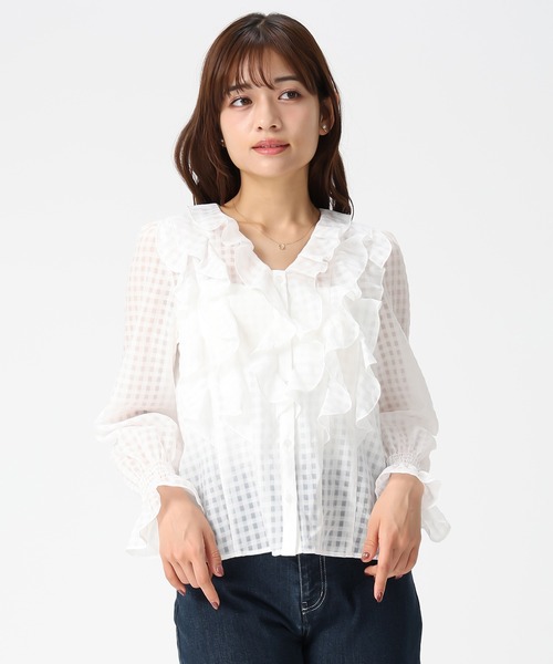 MISCH MASCH（ミッシュマッシュ）の「2026春夏新作 フリルレイヤードブラウス（シャツ/ブラウス・レディース・ホワイト/グリーン/イエロー・ﾌﾘ-）」の8枚目の写真