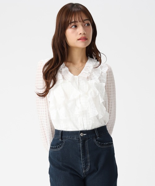 MISCH MASCH（ミッシュマッシュ）の「2026春夏新作 フリルレイヤードブラウス（シャツ/ブラウス・レディース・ホワイト/グリーン/イエロー・ﾌﾘ-）」の4枚目の写真