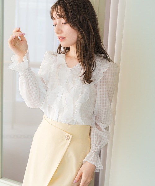 MISCH MASCH（ミッシュマッシュ）の「2026春夏新作 フリルレイヤードブラウス（シャツ/ブラウス・レディース・ホワイト/グリーン/イエロー・ﾌﾘ-）」の19枚目の写真