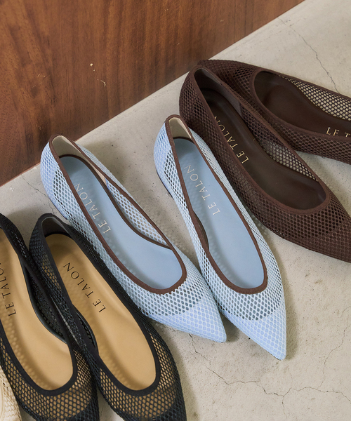 LE TALON(ルタロン)の「《追加3》ポインテッドネットフラット(その他シューズ・レディース・ブラック×ブラック/ブラウン/アイボリー/サックスブルー・21/21.5/22cm/22.5cm/23cm/23.5cm/24cm/24.5cm/25cm/25.5cm)」の4枚目の写真