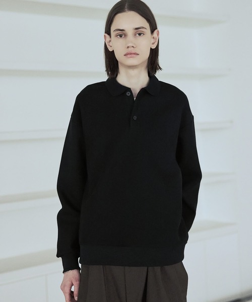 ASTRONOMY（アストロノミー）の「リラクシングショート丈ポロスウェット（スウェット・メンズ・ネイビー/ブラウン/グレー/ブラック・S/M/L/XL）」の2枚目の写真