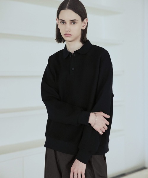 ASTRONOMY（アストロノミー）の「リラクシングショート丈ポロスウェット（スウェット・メンズ・ネイビー/ブラウン/グレー/ブラック・S/M/L/XL）」の7枚目の写真