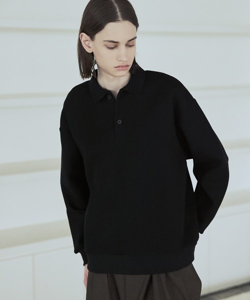 ASTRONOMY（アストロノミー）の「リラクシングショート丈ポロスウェット（スウェット・メンズ・ネイビー/ブラウン/グレー/ブラック・S/M/L/XL）」の8枚目の写真