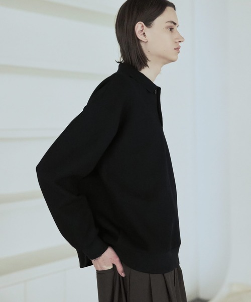 ASTRONOMY（アストロノミー）の「リラクシングショート丈ポロスウェット（スウェット・メンズ・ネイビー/ブラウン/グレー/ブラック・S/M/L/XL）」の9枚目の写真