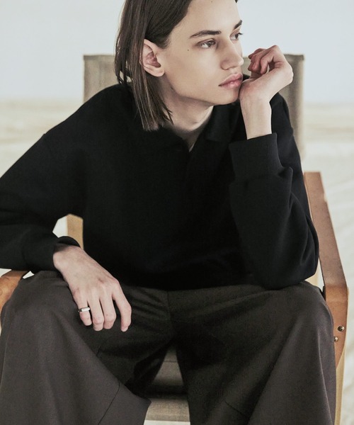 ASTRONOMY（アストロノミー）の「リラクシングショート丈ポロスウェット（スウェット・メンズ・ネイビー/ブラウン/グレー/ブラック・S/M/L/XL）」の11枚目の写真