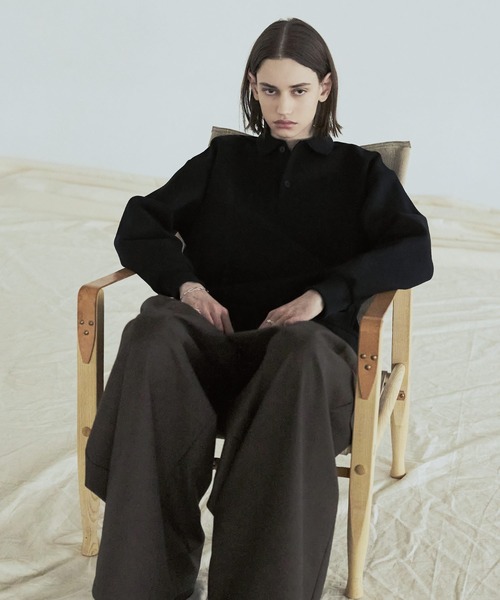 ASTRONOMY（アストロノミー）の「リラクシングショート丈ポロスウェット（スウェット・メンズ・ネイビー/ブラウン/グレー/ブラック・S/M/L/XL）」の12枚目の写真