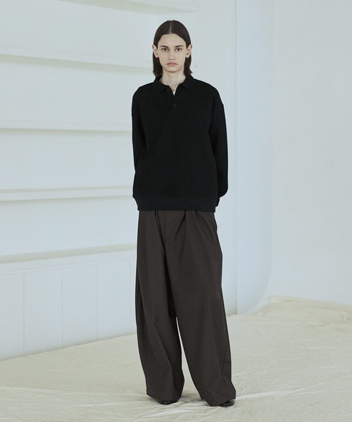 ASTRONOMY（アストロノミー）の「リラクシングショート丈ポロスウェット（スウェット・メンズ・ネイビー/ブラウン/グレー/ブラック・S/M/L/XL）」の13枚目の写真