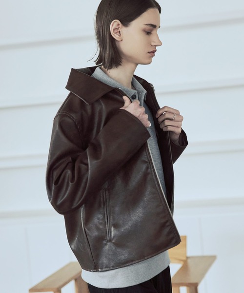 ASTRONOMY（アストロノミー）の「リラクシングショート丈ポロスウェット（スウェット・メンズ・ネイビー/ブラウン/グレー/ブラック・S/M/L/XL）」の21枚目の写真