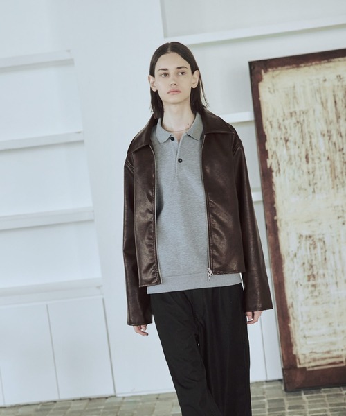 ASTRONOMY（アストロノミー）の「リラクシングショート丈ポロスウェット（スウェット・メンズ・ネイビー/ブラウン/グレー/ブラック・S/M/L/XL）」の22枚目の写真