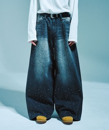 Camphor wood(�J���t�@�[�E�b�h)��WIDE BAGGY RHINESTONE DENIM / ���C�h�o�M�[���C���X�g�[���f�j��(�f�j���p���c)
