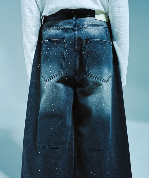 Camphor wood（カンファーウッド）の「WIDE BAGGY RHINESTONE DENIM / ワイドバギーラインストーンデニム（デニムパンツ・メンズ・インディゴブルー/ブラック・SMALL/MEDIUM/LARGE）」の17枚目の写真