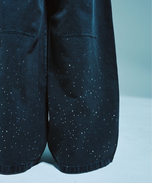 Camphor wood（カンファーウッド）の「WIDE BAGGY RHINESTONE DENIM / ワイドバギーラインストーンデニム（デニムパンツ・メンズ・インディゴブルー/ブラック・SMALL/MEDIUM/LARGE）」の19枚目の写真