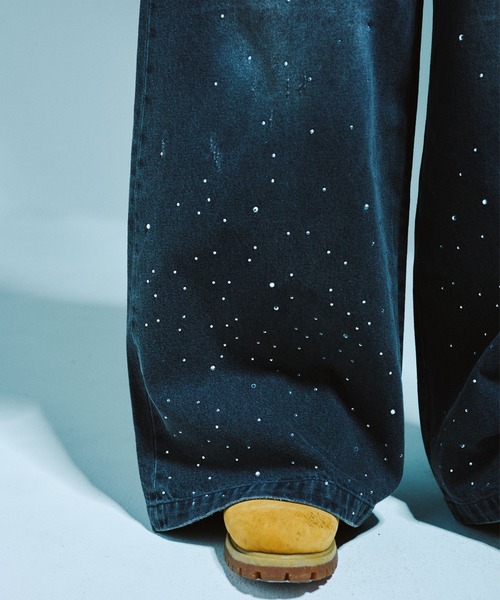Camphor wood（カンファーウッド）の「WIDE BAGGY RHINESTONE DENIM / ワイドバギーラインストーンデニム（デニムパンツ・メンズ・インディゴブルー/ブラック・SMALL/MEDIUM/LARGE）」の15枚目の写真