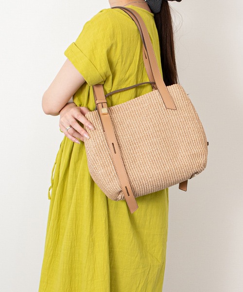 LORISTELLA（ロリステッラ）の「【LORISTELLA】ラフィアデイリー トートバッグレザーハンドル(Q66424)（トートバッグ・レディース・ブラウン系その他・ALL）」の2枚目の写真