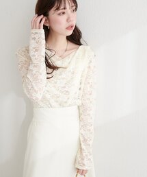natural couture | ドレープレースプルオーバー(Tシャツ/カットソー)