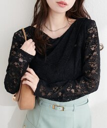 natural couture | ドレープレースプルオーバー(Tシャツ/カットソー)