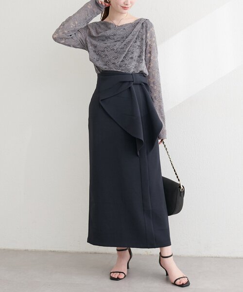 natural couture（ナチュラルクチュール）の「ドレープレースプルオーバー（Tシャツ/カットソー・レディース・チャコールグレー/オフホワイト/ブラック・FREE）」の16枚目の写真