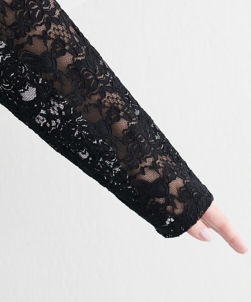 natural couture（ナチュラルクチュール）の「ドレープレースプルオーバー（Tシャツ/カットソー・レディース・チャコールグレー/オフホワイト/ブラック・FREE）」の4枚目の写真