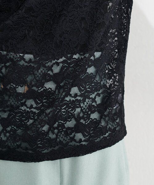 natural couture（ナチュラルクチュール）の「ドレープレースプルオーバー（Tシャツ/カットソー・レディース・チャコールグレー/オフホワイト/ブラック・FREE）」の5枚目の写真