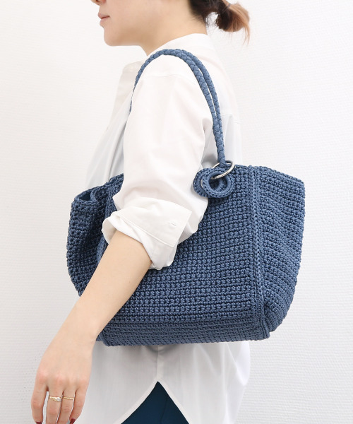 cache cache(カシュ カシュ)の「カシュカシュ cachecache / ベーシッククロッシェトート カゴバッグ(トートバッグ・レディース・グレー/ブルー/ブラック・FREE)」の4枚目の写真