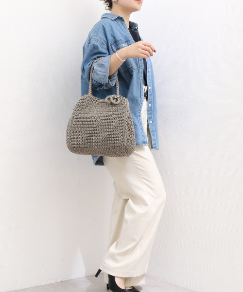 cache cache(カシュ カシュ)の「カシュカシュ cachecache / ベーシッククロッシェトート カゴバッグ(トートバッグ・レディース・グレー/ブルー/ブラック・FREE)」の16枚目の写真