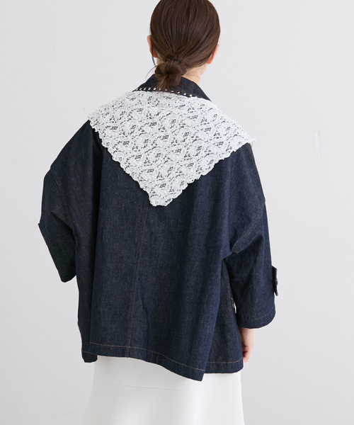 IENA（イエナ）の「Flowerストレッチレース スカーフ（バンダナ/スカーフ・レディース・ホワイト/ブラック・FREE）」の14枚目の写真