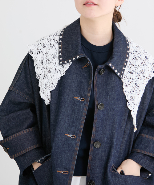 IENA（イエナ）の「Flowerストレッチレース スカーフ（バンダナ/スカーフ・レディース・ホワイト/ブラック・FREE）」の15枚目の写真