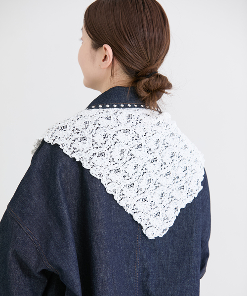 IENA（イエナ）の「Flowerストレッチレース スカーフ（バンダナ/スカーフ・レディース・ホワイト/ブラック・FREE）」の17枚目の写真