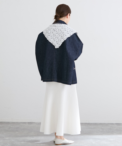 IENA（イエナ）の「Flowerストレッチレース スカーフ（バンダナ/スカーフ・レディース・ホワイト/ブラック・FREE）」の20枚目の写真