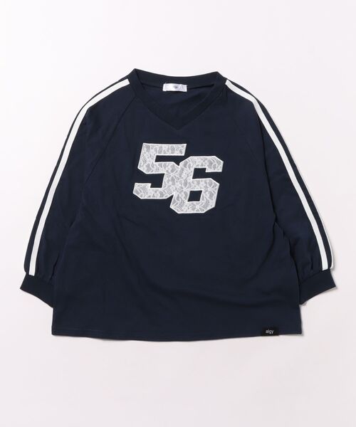 algy（アルジー）の「レースナンバリングBIGロンT（Tシャツ/カットソー・キッズ・ピンク/ネイビー/ブラック・160/150/140/130）」の2枚目の写真