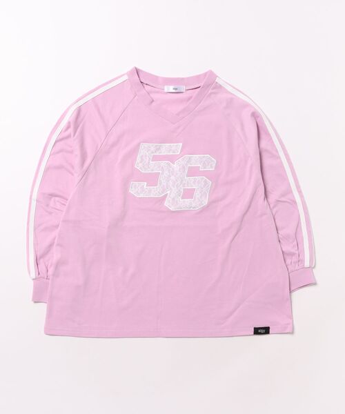algy（アルジー）の「レースナンバリングBIGロンT（Tシャツ/カットソー・キッズ・ピンク/ネイビー/ブラック・160/150/140/130）」の3枚目の写真