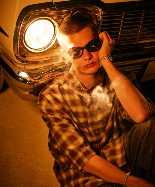 glamb(グラム)の「Stand Collar Check Shirt / スタンドカラーチェックシャツ(シャツ/ブラウス・メンズ・ブラウン/ネイビー・S/M/L)」の11枚目の写真