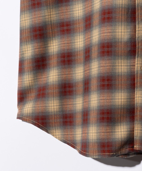 glamb(グラム)の「Stand Collar Check Shirt / スタンドカラーチェックシャツ(シャツ/ブラウス・メンズ・ブラウン/ネイビー・S/M/L)」の14枚目の写真