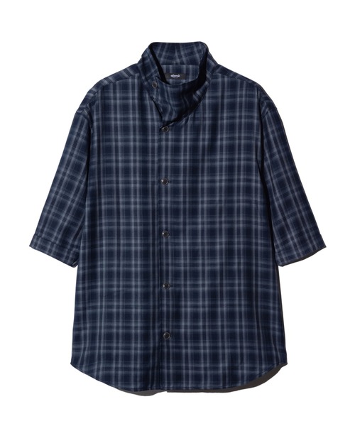 glamb(グラム)の「Stand Collar Check Shirt / スタンドカラーチェックシャツ(シャツ/ブラウス・メンズ・ブラウン/ネイビー・S/M/L)」の4枚目の写真
